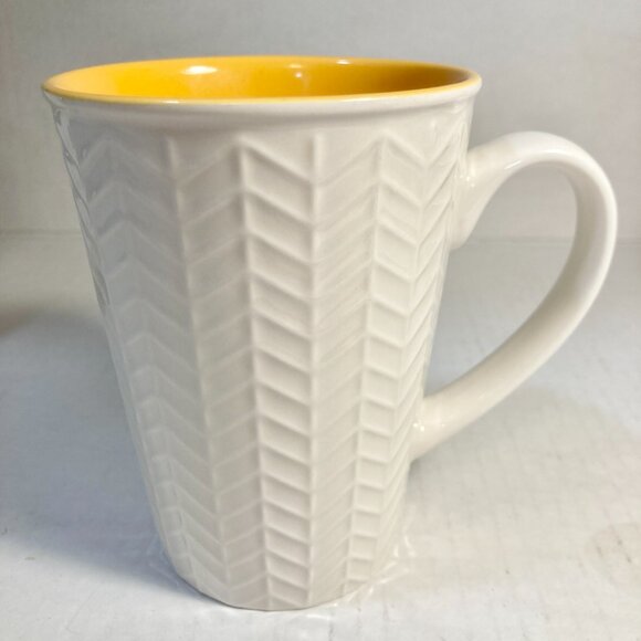 Dunkin' Donuts Ceramic Coffee Cup Take Life One Cup At a Time Yellow White - Picture 4 of 10